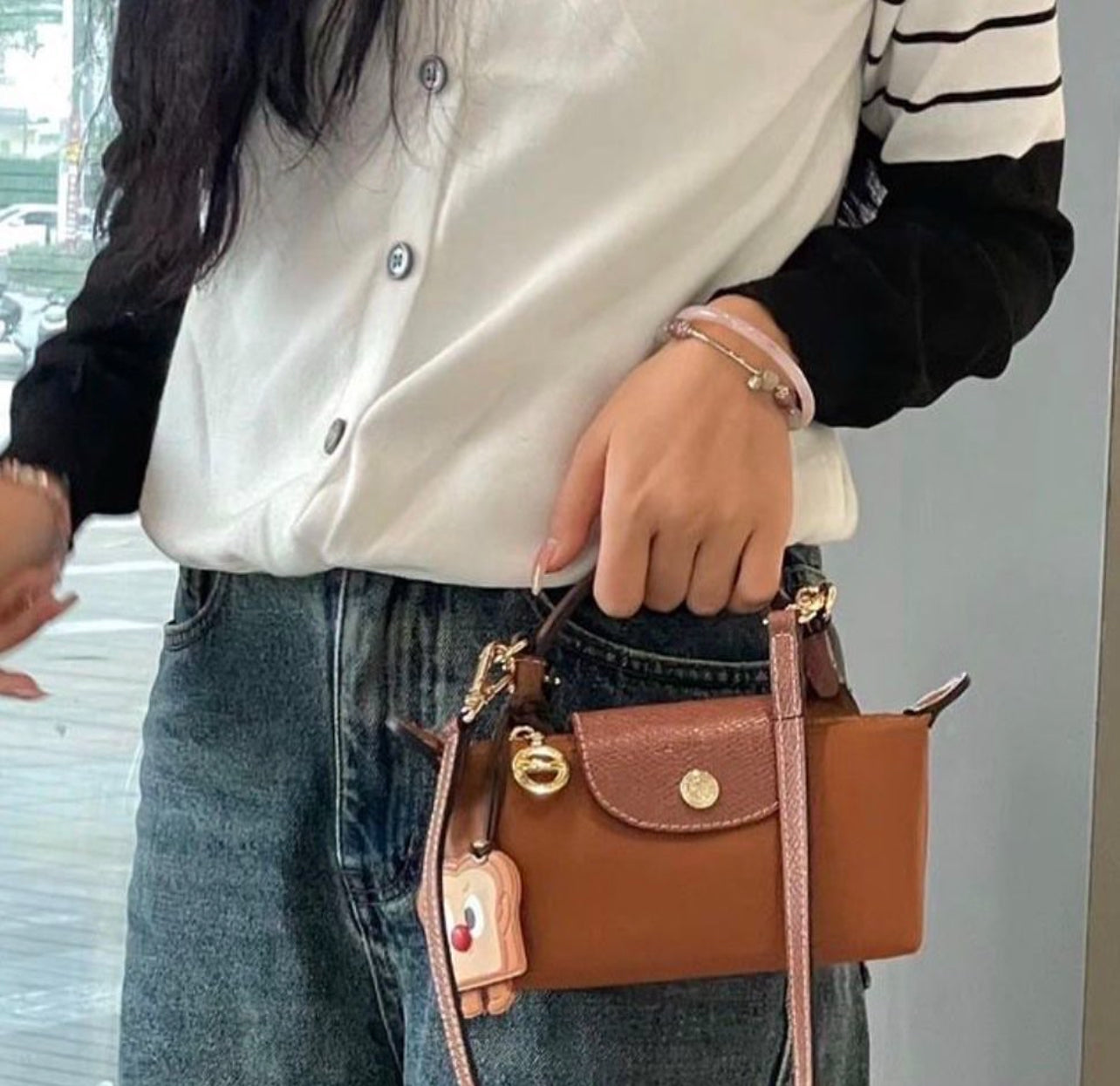 Long champ bag mini (cognac color )
