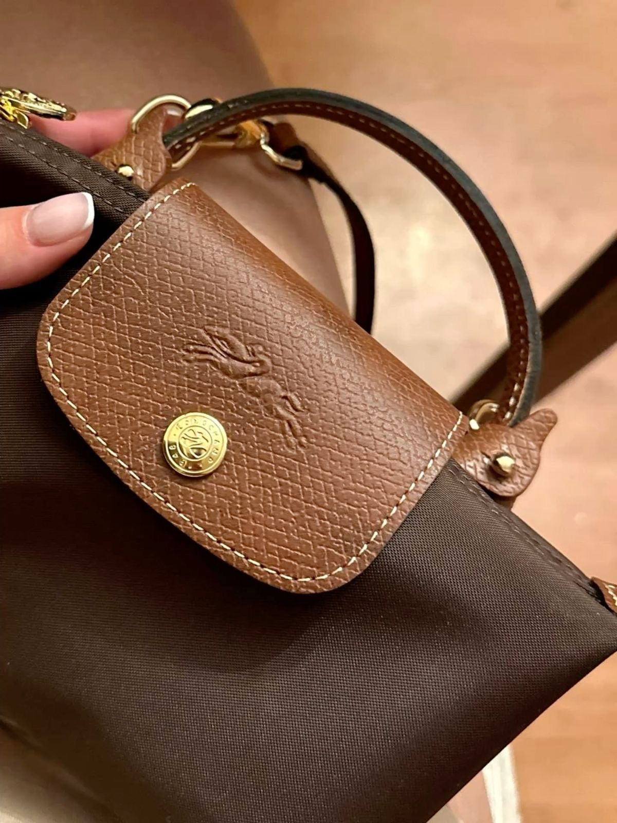 Dark brown long champ bag
