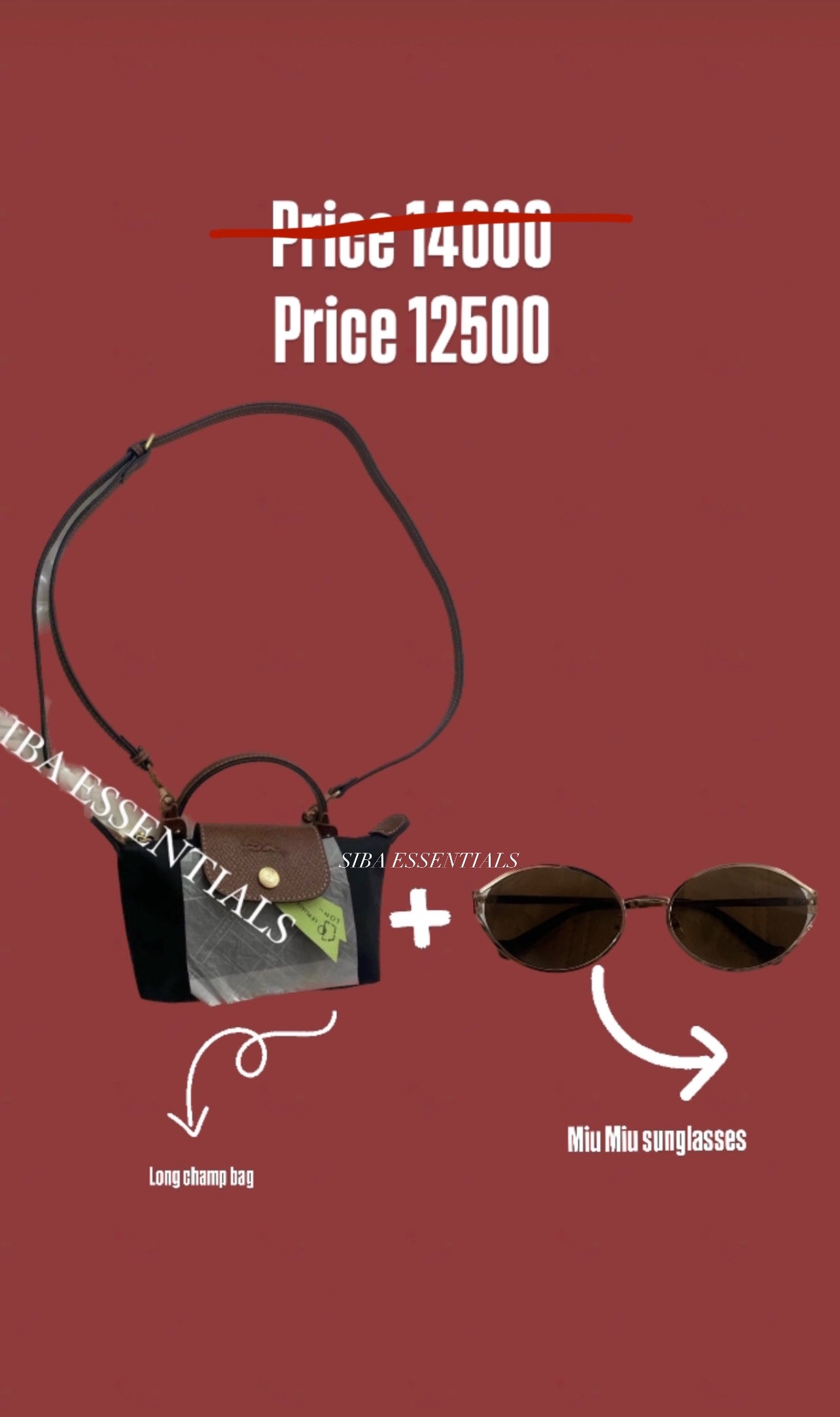 Long champ bag + Miu Miu sunglasses